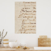 1700s  Frans Script Retro Parchment Paper Poster (Keuken)