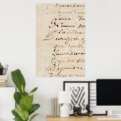 1700s  Frans Script Retro Parchment Paper Poster (Thuiskantoor)