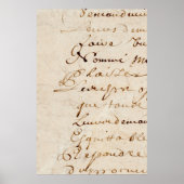 1700s  Frans Script Retro Parchment Paper Poster (Voorkant)