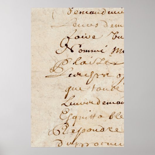 1700s  Frans Script Retro Parchment Paper Poster (Voorkant)