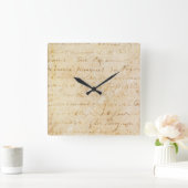 1700s Franse Antiek achtergrond van het Manuscrip Vierkante Klok (Huis)