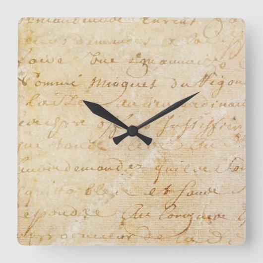 1700s Franse Antiek achtergrond van het Manuscrip Vierkante Klok (Voorkant)