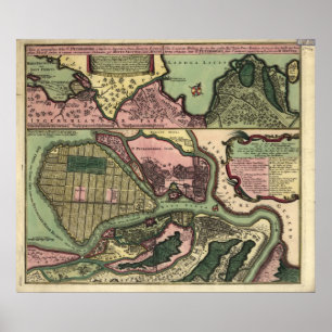 1703 kaart van St. Petersburg Poster