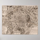 1705 Map of Paris, Frankrijk Poster (Voorkant)