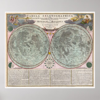 1707 Kaart van de maan Poster
