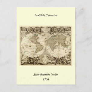 1708 Wereldkaart van Jean Baptiste Nolin Briefkaart