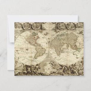 1708 Wereldkaart van Jean Baptiste Nolin Kaart