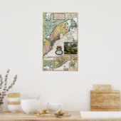 1715 Kaart van Britse kolonies in Amerika Poster (Keuken)