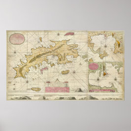 1719 St. Thomas Virgin Islands map van Keulen Poster