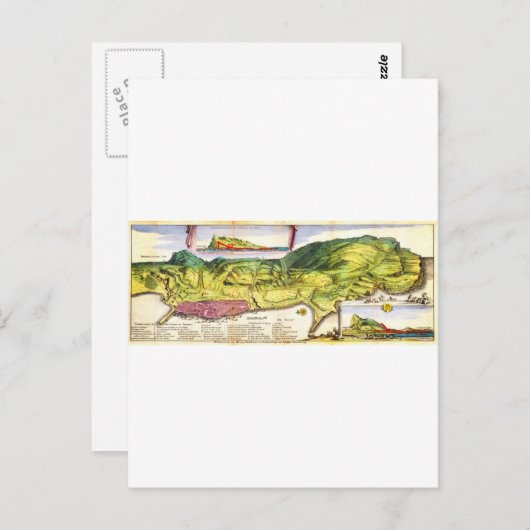 1720 De La Feuille Carte et Vue de Gibraltar Geo (Devant / Derrière)