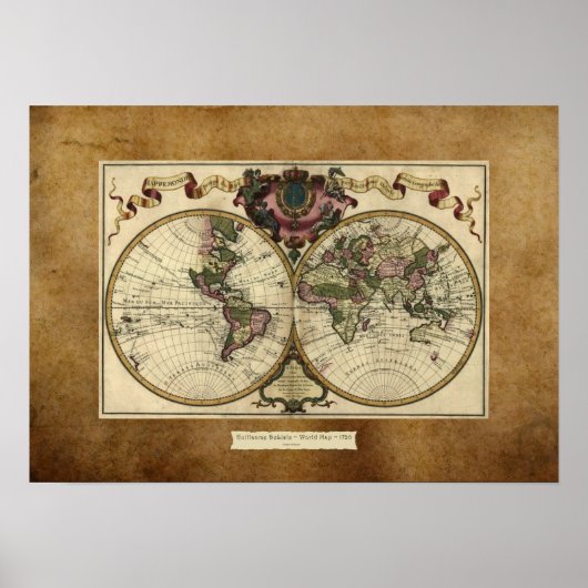 "1720 Guillaume DeLisle" Olde Worlde Map Poster (Devant)