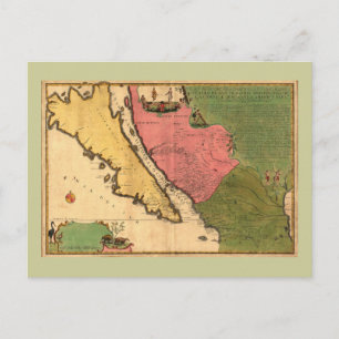 1720 Map - La Californie ou Nouvelle Caroline Briefkaart