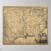 1721 Map Louisiana Territory & Mississippi River Poster (Voorkant)