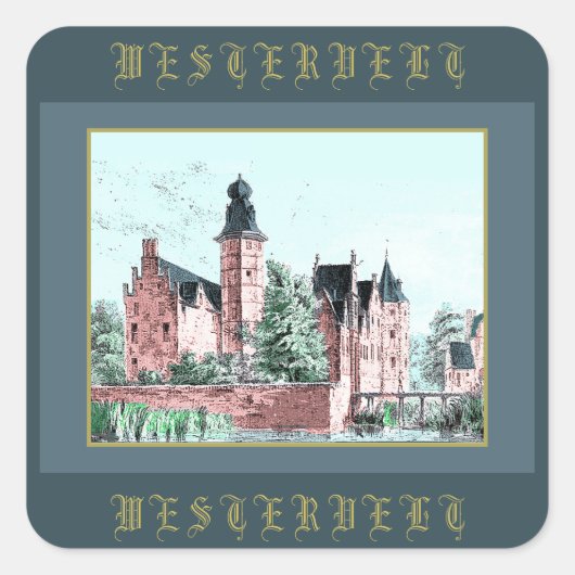 1729 A. de Haen Dutch Kasteel WESTERVELT Vierkante Sticker (Voorkant)
