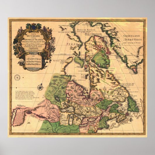 1730 Kaart van Canada Poster (Voorkant)