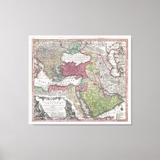 1730 Seuter Map of Turkey (Ottomaans Rijk) Canvas Afdruk (Voorkant)