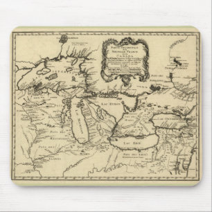 1755 Grote Meren en kaart New France/Canada Muismat