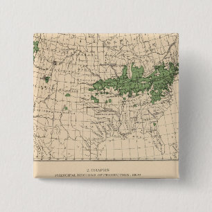 175 Kersen, druiven, hoofdregio's Vierkante Button 5,1 Cm