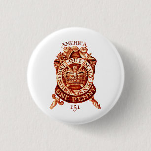 1765 Amerikaanse belastingstempel Ronde Button 3,2 Cm