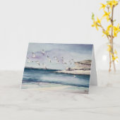 1774 Mouettes sur la carte de fête des mères de Sa (Fleur jaune)