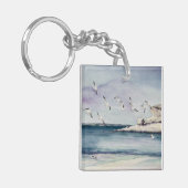 1774 Seagulls bij Sandy Beach Sleutelhanger (Voorkant Links)