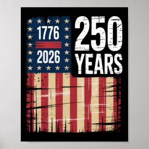 1776 2026 250 Jaar Jubileum Gedecoreerde Amerikaan Poster