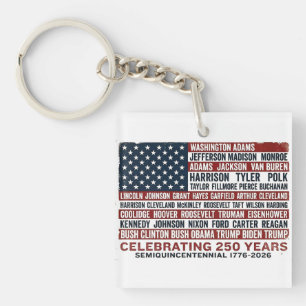 1776-2026 America 250e Verjaardag Presidentiële Au Sleutelhanger