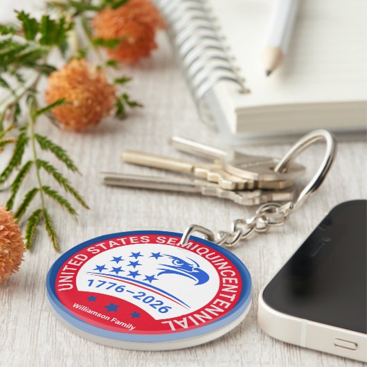 1776–2026 Eagle Emblem • Personalized Keepsake Sleutelhanger (Voorkant Rechts)