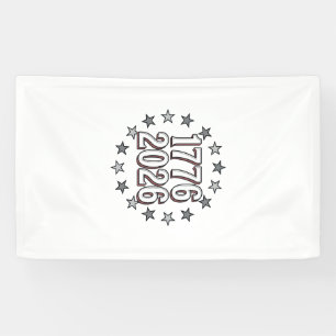 1776 2026 Patriottische sterren Vintage vectorontw Spandoek