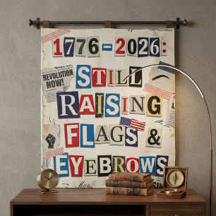 1776-2026 USA 250ste Verjaardag Edgy Losgeldbriefj Wandkleed