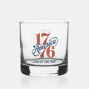 1776 America Script Embleem Whisky Glas