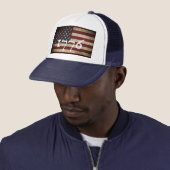 1776 American Flag Patriotic Trucker Hat Pet (In situ)