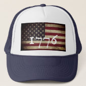 1776 American Flag Patriotic Trucker Hat Pet (Voorkant)