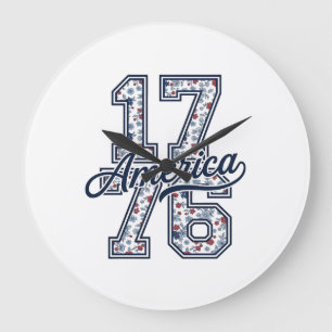 1776 Amerika Bloemrijke Patriottische Vintage Vect Grote Klok