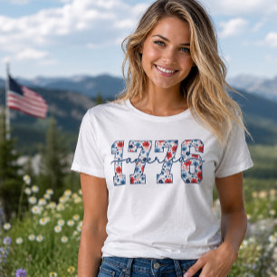 1776 Amerika Patriottische Bloemrijke Varsity Scri T-shirt