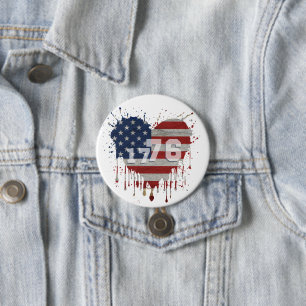 1776 Amerikaanse vlag Ronde Button 7,6 Cm
