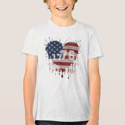 1776 Amerikaanse vlag Tri-Blend Shirt (Voorkant)
