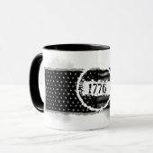  1776 Black Ink Waterverf Flag 4 juli Mok (Voorkant links)