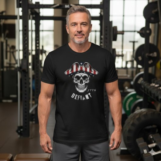 1776 Defiant Skull Patriot T-Shirt