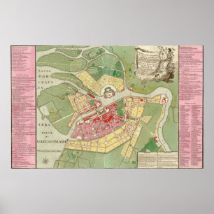 1776 Kaart van Sint-Petersburg Poster