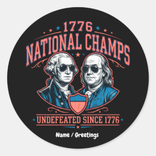 1776 Nationale Kampioenen Vintage Grafisch Onversl Ronde Sticker