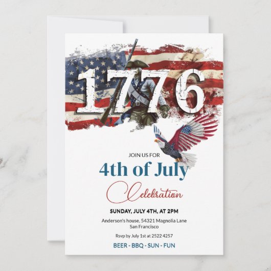 1776 Onafhankelijkheidsdag Amerikaanse vlag Bald E Kaart (Voorkant)
