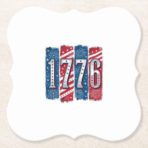 1776 Patriotistische Vuurwerk Vintage Vector Desig Kartonnen Onderzetters