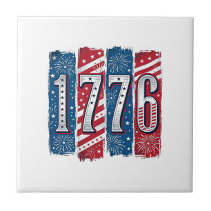 1776 Patriotistische Vuurwerk Vintage Vector Ontwe Tegeltje