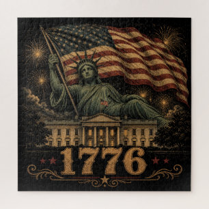 1776 Patriottische Amerikaanse Vlag Standbeeld van Legpuzzel