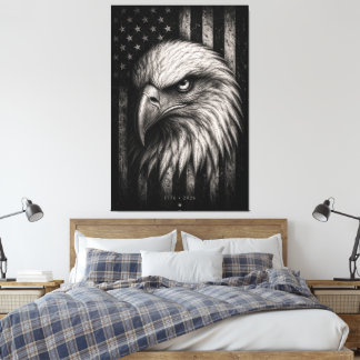 1776 Patriottische Amerikaanse Zeearend Vlag Canvas Afdruk
