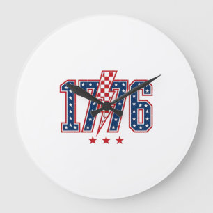 1776 Patriottische Bliksemschicht Vintage Grafisch Grote Klok