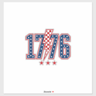 1776 Patriottische Bliksemschicht Vintage Grafisch Sticker