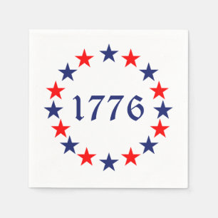1776 rode blauwe sterren feestdag servet