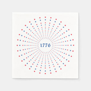 1776 rode blauwe sterren werken patriottisch servet